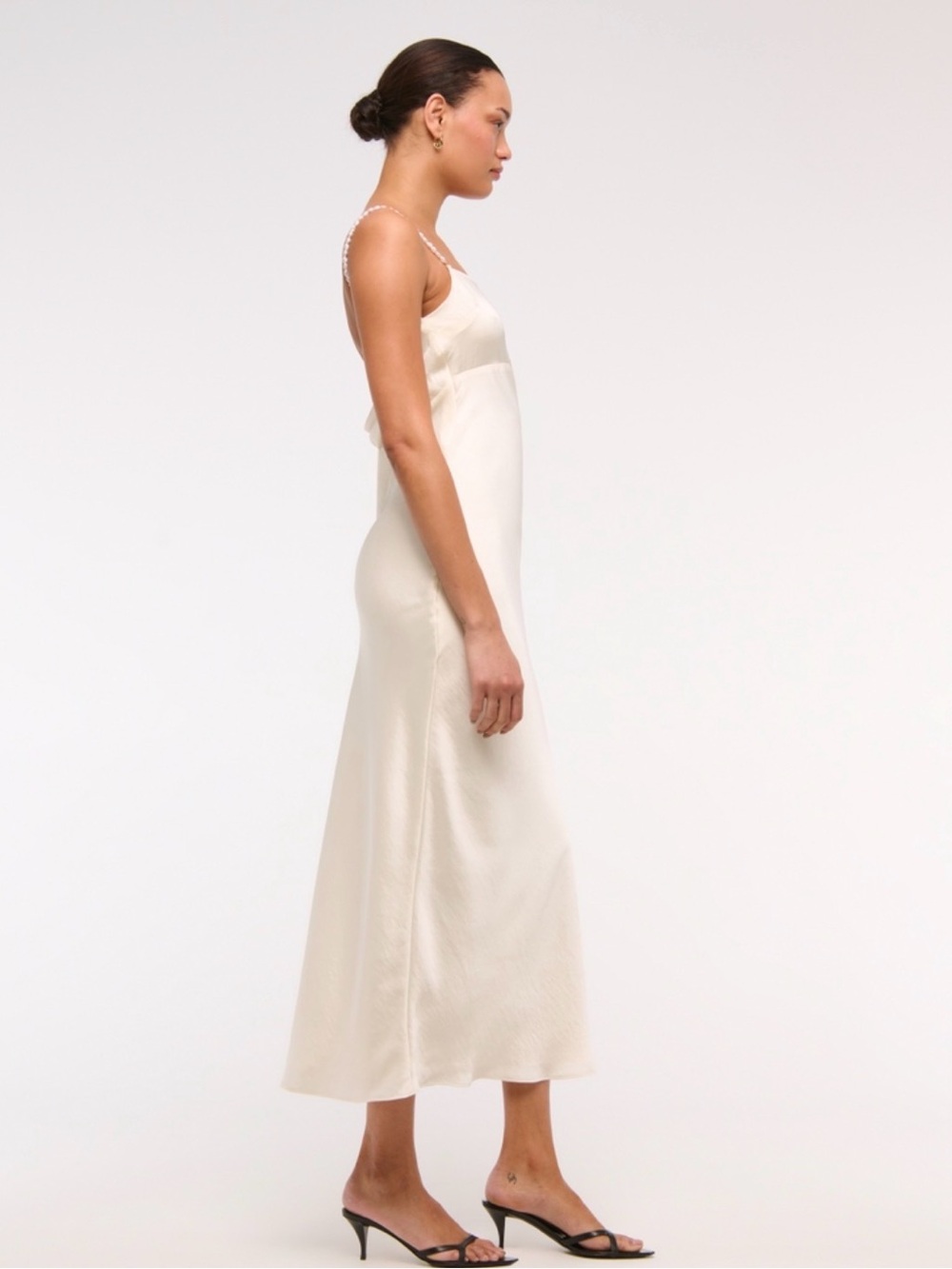 Abercrombie & Fitch Cream Slip Maxi Dress with Beaded Straps - Picture 4 of 10
